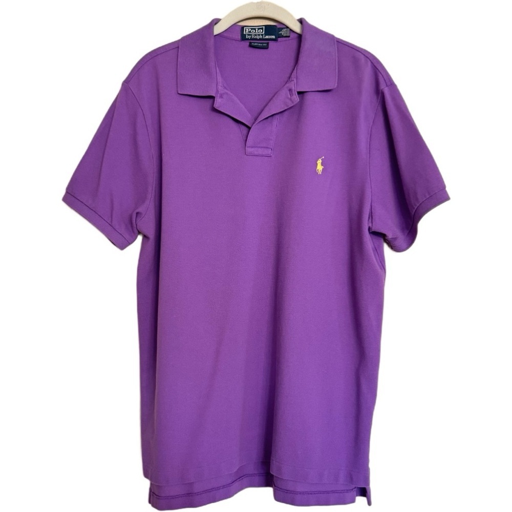 Polo Ralph Lauren Custom Fit Polo Shirt Size L Large Purple Pony Preppy Golf